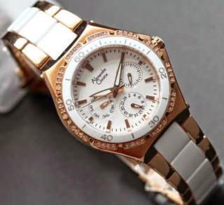 AlexandreChristieoriginal4ladiesAC2294whiteceramicbodyrosegoldincludeboxgaransi1thn..D 3.7cm