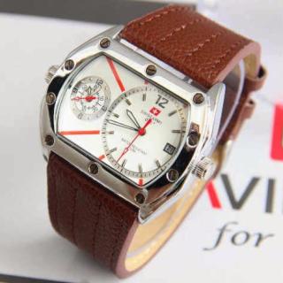 SwissArmyDuallTimeLeatherBrownKWSuperdiameter5cm2jamaktiftanggalaktiftermasukbox