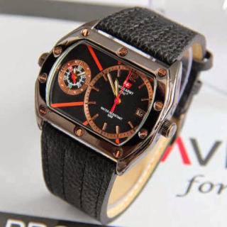 SwissArmyDuallTimeLeatherFullBlackKWSuperdiameter5cm2jamaktiftanggalaktiftermasukbox